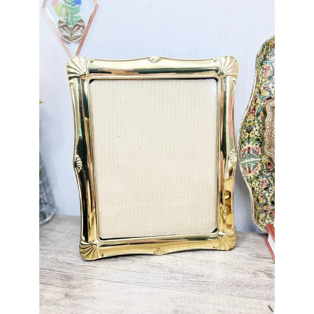 Vintage Brass Picture Frame: Mid-Century Modern Gold Accent, 8x10
